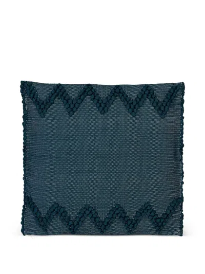 House Of Capricorn Sofia Zigzag Cushion In Green