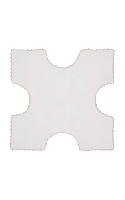 House Of Capricorn Teresa White Linen With Ivory Crochet Bread Basket Cloth In Neutral