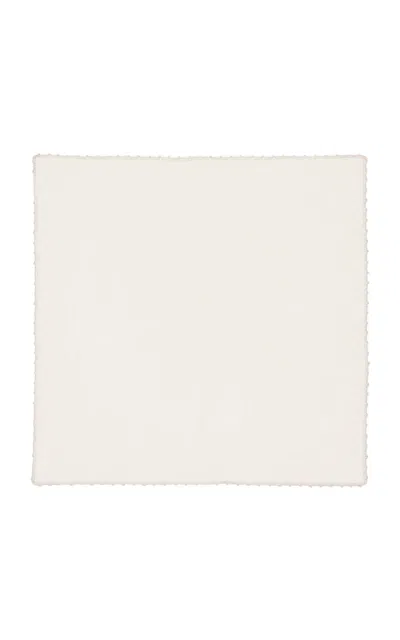 House Of Capricorn Teresa White Linen With Ivory Crochet Napkin
