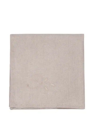 House Of Capricorn Viana Embroidered Linen Tablecloth Napkin (set Of 12) In Neutral