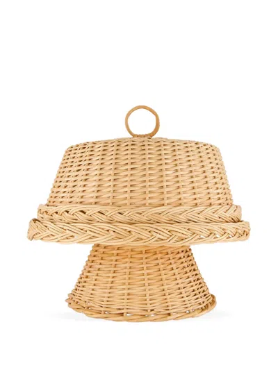 House Of Capricorn Victoria Wicker Handmade Cloche In Neutral