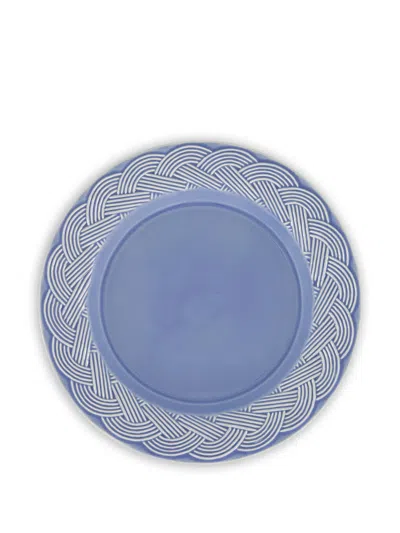 House Of Capricorn Vime Woven Ceramic Plate In Blue
