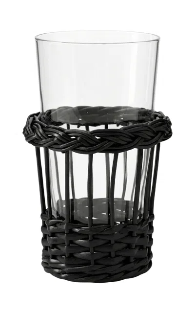 House Of Capricorn Vitória Black Wicker And Glass Tall Tumbler