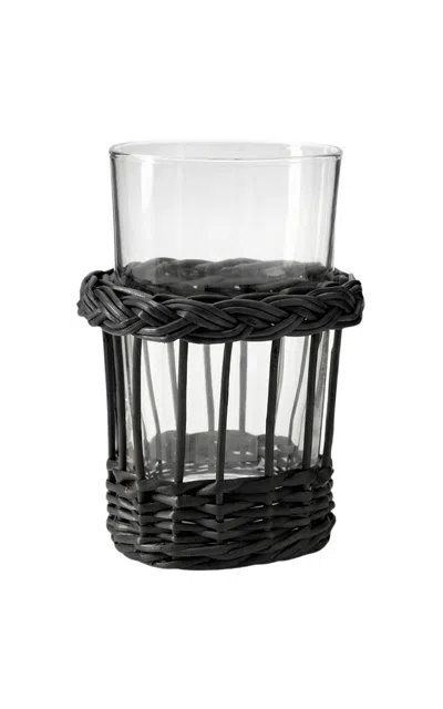 House Of Capricorn Vitória Black Wicker And Glass Tumbler