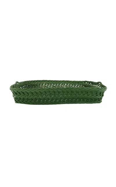 House Of Capricorn Vitória Green Wicker Large Tray