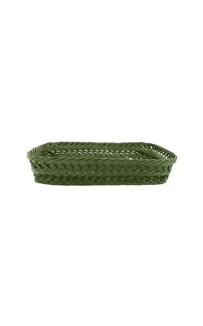 House Of Capricorn Vitória Green Wicker Medium Tray