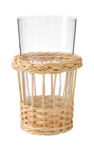 House Of Capricorn Vitória Natural Wicker And Glass Tall Tumbler In Nude