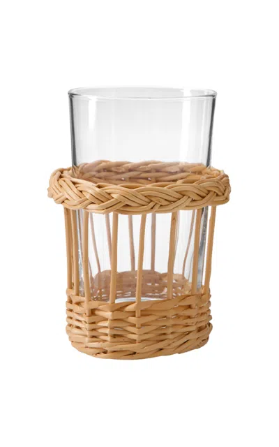 House Of Capricorn Vitória Natural Wicker And Glass Tumbler In Brown