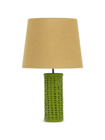 House Of Capricorn Woven-design Lamp Base In Green