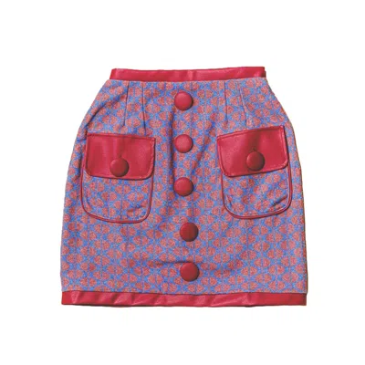 House Of Caswell Women's Blue / Red Carly Mini Skirt In Multi