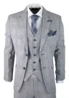 House Of Cavani Arriga 3 Piece Summer Wedding Suit Grey Check In Grey