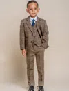 House Of Cavani Boys Albert Tweed Check Suit In Brown