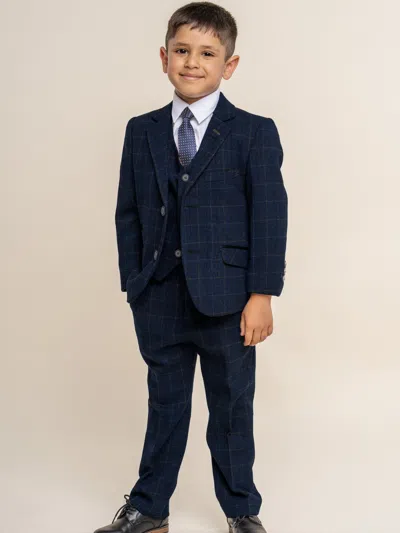 House Of Cavani Kids' Boys Cody Tweed Suit In Blue