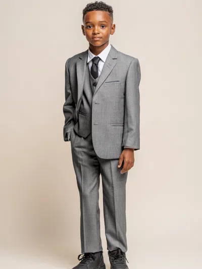 House Of Cavani Kids' Boys Reegan 3 Piece Suit In Grey