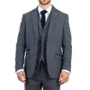 House Of Cavani Cosmo 3 Piece Herringbone Tweed Suit In Grey