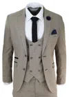 House Of Cavani Elwood 3 Piece Suit Prince Of Wales Check In Beige