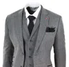 House Of Cavani Martez 3 Piece Wool Suit Herringbone Tweed Grey In Grey