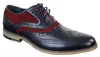 House Of Cavani Mens Classic Burgundy Suede Oxford Brogue Shoes In Navy Leather In White