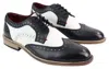 House Of Cavani Mens Classic Oxford Brogue Gatsby Shoes In Black/white Leather In Black