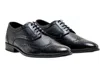 House Of Cavani Mens Classic Oxford Brogue Shoes In Patterned Black Leather In Black