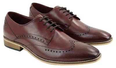 House Of Cavani Mens Classic Oxford Brogue Shoes In Perforated Wine Leather In White