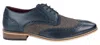 House Of Cavani Mens Classic Oxford Navy Brogue Derby Shoes In Tan Leather In Blue