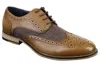 House Of Cavani Mens Classic Oxford Tweed Brogue Shoes In Tan Leather In Multi