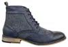 House Of Cavani Mens Classic Tweed Oxford Ankle Boots In Navy Leather In Blue