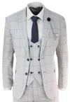 House Of Cavani Radika Grey Check 3 Piece Double Breasted Suit In Grey