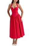 House Of Cb A-line Halter Dress In Italian Tomato