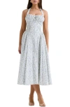 House Of Cb Adabella Floral Pleated Halter Sundress In Print Cottage Blue