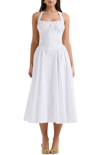 House Of Cb Adabella Floral Pleated Halter Sundress In White