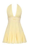 House Of Cb Ailani Halter Georgette Minidress In Yellow