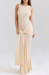 House Of Cb Akaia Draped Knit Maxi Dress In Neutral