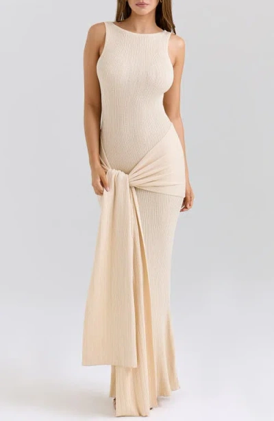 House Of Cb Akaia Draped Knit Maxi Dress In Neutral