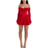 House Of Cb Alana Strapless Long Sleeve Minidress In Red