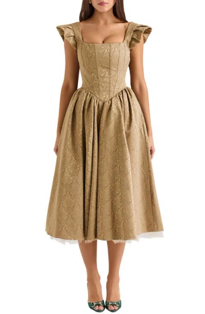 House Of Cb Alessandra Corset Cocktail Minidress In Gold