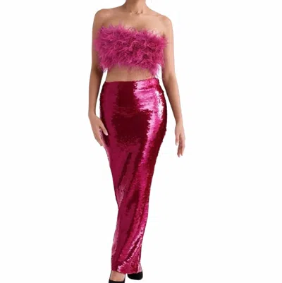 House Of Cb Alexis Hot Pint Sequin Maxi Skirt In Pink