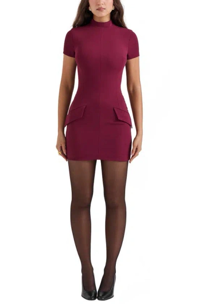 House Of Cb Alia Mock Neck Body-con Minidress In Mulberry