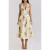 House Of Cb Allena Floral Halter Stretch Cotton Midi Sundress