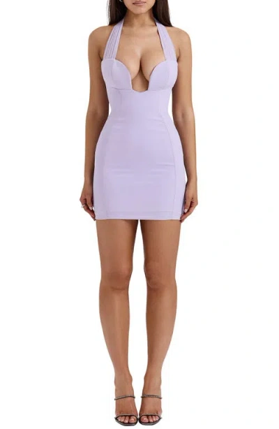 House Of Cb Alyssa Crepe Halter Minidress In Orchid