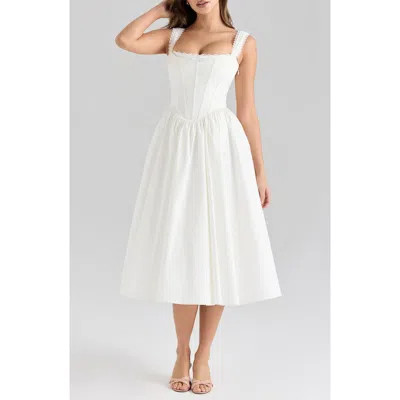 House Of Cb Amara Corset Stretch Cotton Cocktail Midi Dress