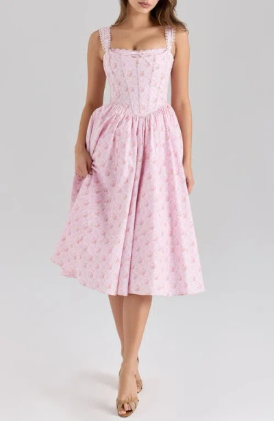 House Of Cb Amara Floral Print Midi Dress In Pink
