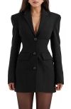 House Of Cb Amia Long Sleeve Blazer Minidress In Black