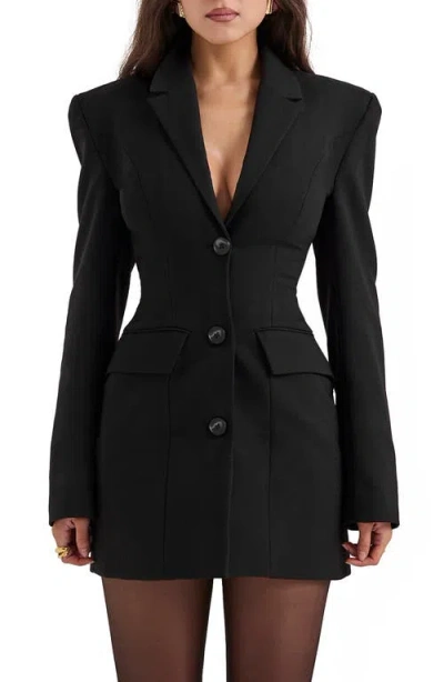 House Of Cb Amia Long Sleeve Blazer Minidress In Black