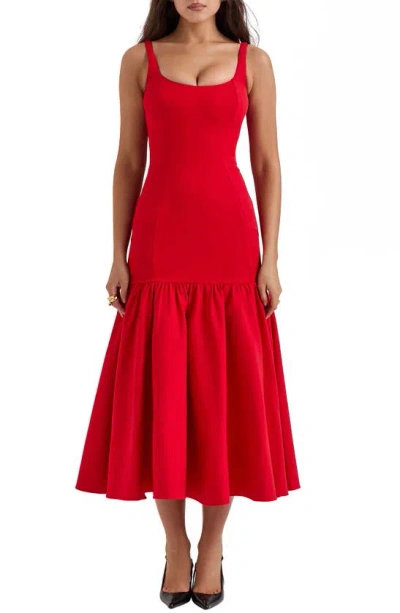 House Of Cb Amore Midi Dress In Scarlet