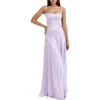 House Of Cb Anabella Lace-up Satin Gown In Pastel Lilac