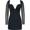 House Of Cb Angelie Structured Long Sleeve Minidress In Black