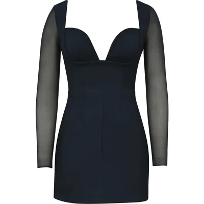 House Of Cb Angelie Structured Long Sleeve Minidress In Black