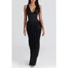 House Of Cb Womens Black Angeline Hourglass Plunge-neck Satin Maxi Dress In Black